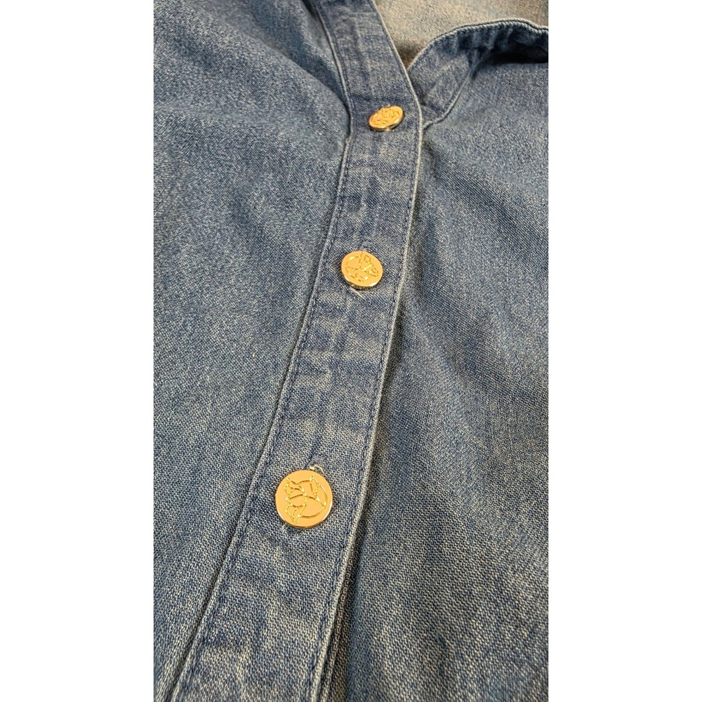 Draper James RSVP Womens Blue Denim Sleeveless Tiered Shirt Dress Belted Waist L - Picture 4 of 10